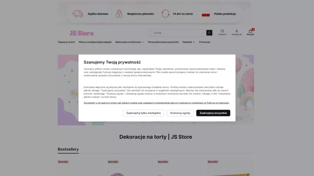 JS Store - Ozdoby na tort - podgląd